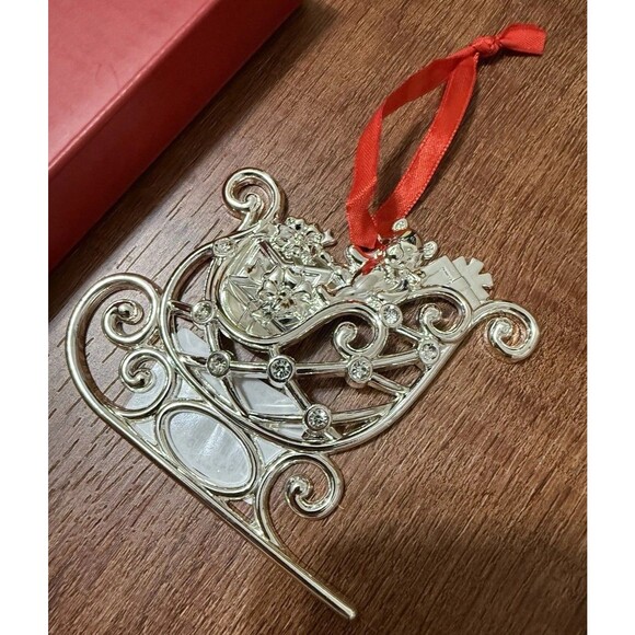 Lenox Christmas Ornament Sparkle & Scroll Sleigh w/Box New - Picture 2 of 5